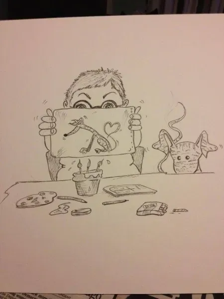 Greyhound yoga position number 2 being a muse for the crayon licker