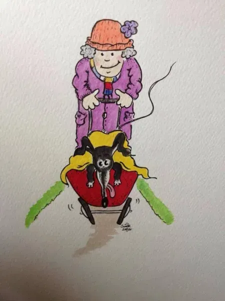 Greyhound yoga position number 51 Walking with grandma