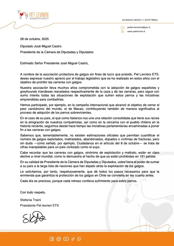 carta diputado jose miguel castro 28 de octubre 2025
